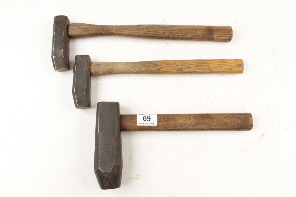 A graduated set of three unusual hammers G+