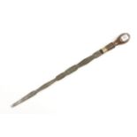 A shapely 26" turnscrew with turned rosewood handle and brass ferrule G+