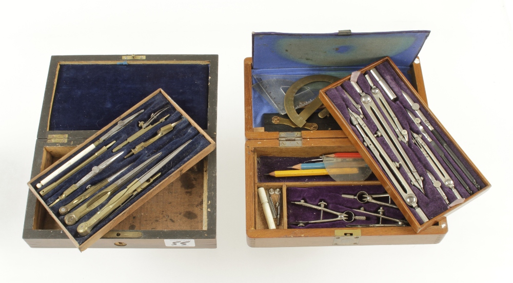 Two sets of drawing instruments in orig fitted boxes G - Image 2 of 3
