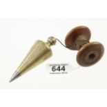 A 4 1/2" steel tipped brass plumb bob wi