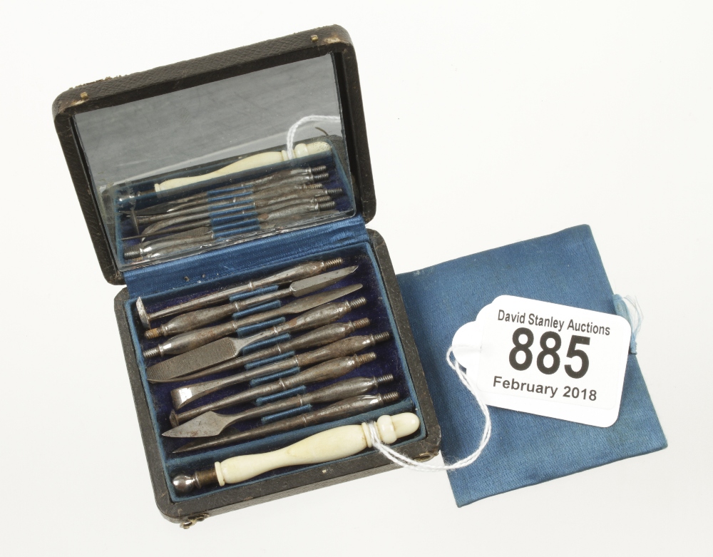 A rare 18c set of 9 dentists tools with