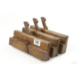 A set of three double boxed quirk ovolo and astragal moulding planes by GRIFFITHS 3/8",