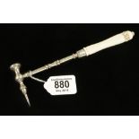 A most attractive 18c German silver ice pick in exquisite detail with carved ivory handle 8" o/a F