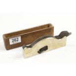 A 6" x 3/4" steel soled brass rebate plane with ebony infill and wedge G