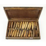 A kit of 30 carving tools contained in an old cutlery box G+