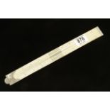 An unusual 2' four fold ivory rule with inside and outside bevel edges And German silver protractor