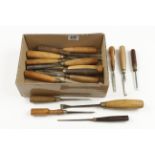 17 carving tools by ADDIS, HERRING,