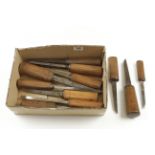 11 mortice chisels mostly large sizes up to 3/4" G