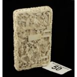 A 19c deeply carved ivory card case 3 1/