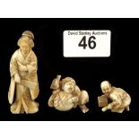 Three ivory netsuke Meiji period 1" to 2