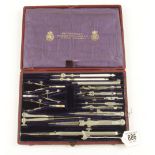 A Presentation set of German silver drawing instruments by HOLTZAPFFEL & Co 64 Charing Cross London