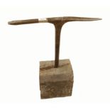An early 21" stake anvil in oak block G+
