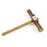 A little used shipwright's 'half size' caulking mallet with brass ferrules G++