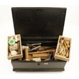 A little used 20c sailmakers kit of tools contained in pine chest as illustrated G++