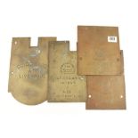 Four larger brass name plates G&S Allgood, Quiggin Bros,