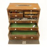 An engineers eight drawer lockable chest with few drills,