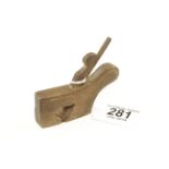 A miniature beech tailed rebate plane with 2" x 1/2" sole G