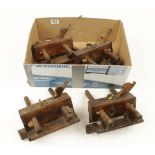 Four beech plough planes one with replaced wedge G