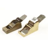 Two brass chariot planes one with adjustable mouth 1 1/2" and 1 3/4" wide G