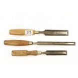 Three MARPLES bevel edged chisels 3/4",