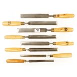 Eight long paring gouges by MARPLES with boxwood handles G++