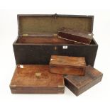 A pine chest with three other empty boxes G