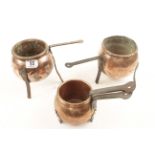 Three copper glue pots on tripod legs G