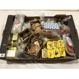 A box of brass cabinet and furniture fittings etc G