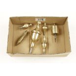 Six brass plumb bobs G+