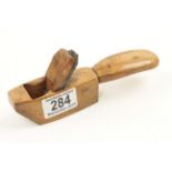 An unusual brass fronted boxwood bullnose plane with flat tail handle 3" x 1 1/4" sole 7" overall