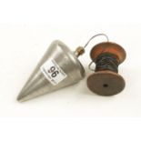 A 5" heavy conical steel plumb bob marked H DAVIES Crewe also marked B.