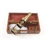 A students brass microscope by STEWARD in mahogany case G+