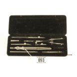 A small set of German silver drawing instruments by RIEFLER in orig fitted case F