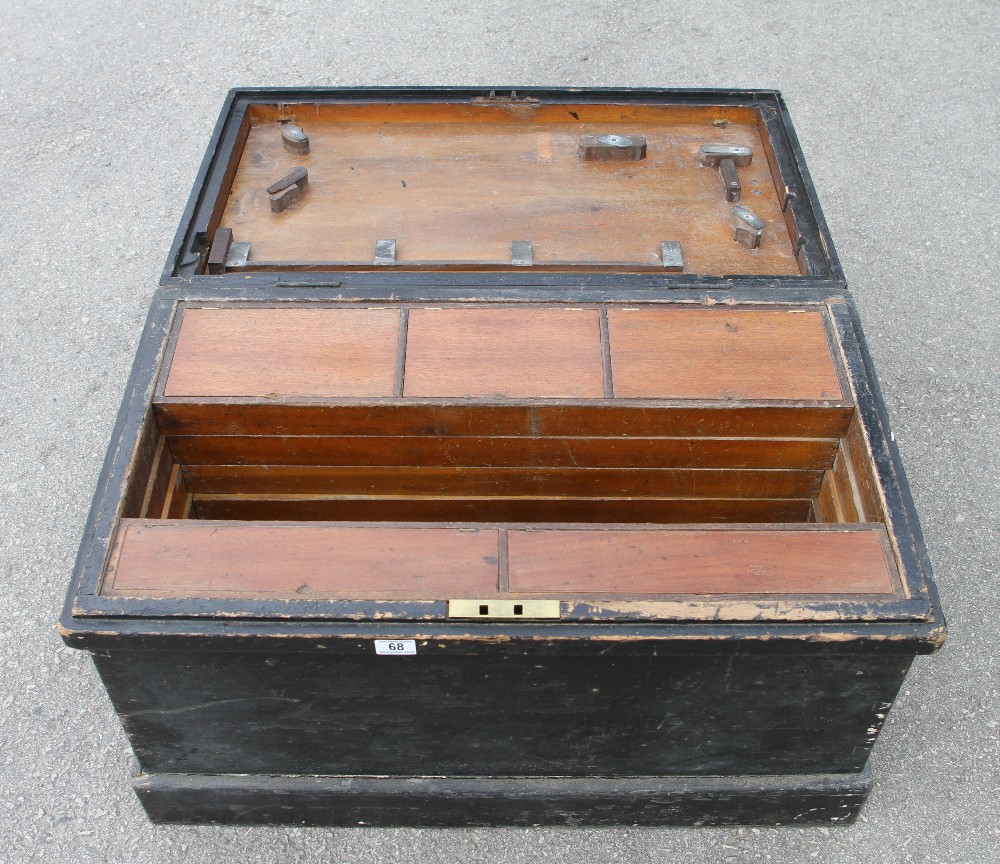 A joiners pine chest 34"x20"x20" with eight sliding trays.