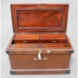 A cabinet makers mahogany lined pine chest 40"x22"x22" with two banks of mahogany sliding trays