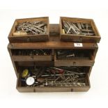 An engineers seven drawer lockable chest with various engineers tools G