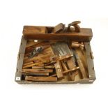 Box of eight wood planes inc jack plane and a plough plane G