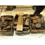 Three boxes of wood planes & tools