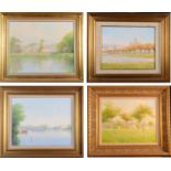 KEN B HANCOCK Landscapes Four oils Each signed One dated 1984 Together with a signed print by