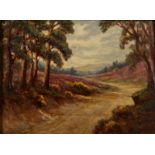 HARRY CLAYTON ADAMS On The Common Oil on board Signed Artist's label to the back 30 x