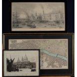 ERNEST LLEWELLYN HAMPSHIRE St Pauls From The River Etching Signed and Titled 14 x 23 cm Plus two