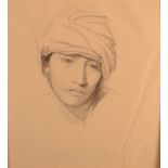 GEORGE SPENCER WATSON A Turbaned Head Charcoal 30 x 27cm Provenance - Purchased at the 1988