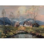 MARIAN Alpine scene Signed and inscribed Munchen Oil on canvas 58 x 77cm
