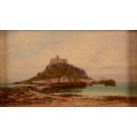 HENRY MARTIN St Michael's Mount low tide Oil on board Signed 13 x 21cm