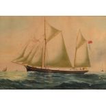 REUBEN CHAPPELL Buttercup of Falmouth (Built at Goole 1884) Watercolour Signed and inscribed 35 x