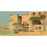 DOYLY-JOHN Ventimiglia Italian Riviera Oil on canvas Signed Inscribed to the back along with a