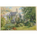 BEATRICE EMMA PARSONS House and garden Watercolour Signed 37 x 55cm