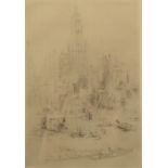 WILLIAM WALCOT Downtown Manhattan Etching 21.5 x 14.