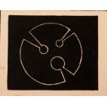 DENIS MITCHELL Sculptural form Woodcut Signed 'From Denis' 11.5 x 14.