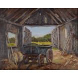 GRACE TUCKER The farm Cart Oil on canvas Signed 40 x 50cm